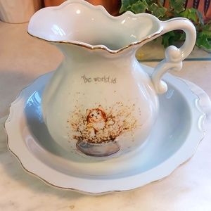 SALE! HOLLY HOBBIE vintage genuine porcelain jug & bowl set.